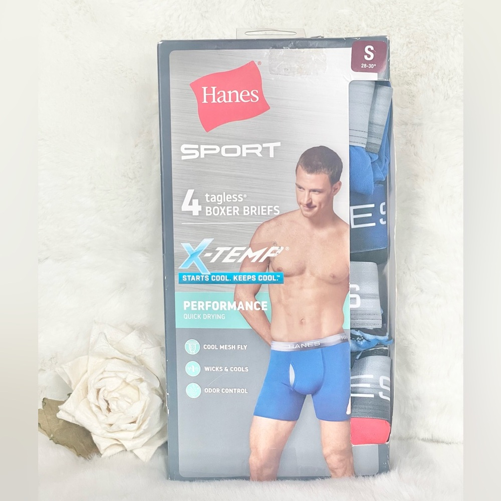 HANES Sport X-Temp 4pk Tagless Boxer Briefs PERFORMANCE QUICK DRYING. MESH  FLY